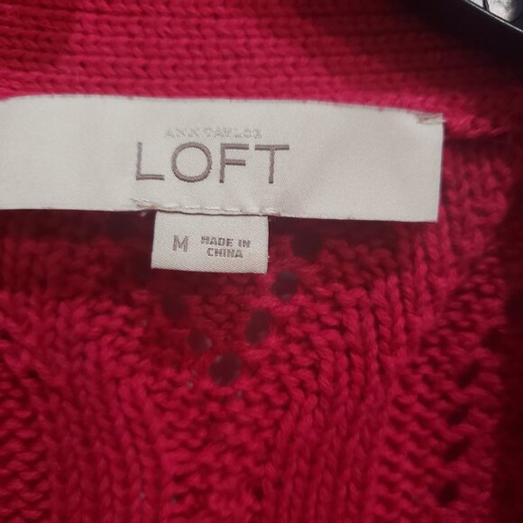 Loft Ann Taylor Women's Short sleeve open front cardigan sweater Hot Pink Size M - Picture 5 of 9